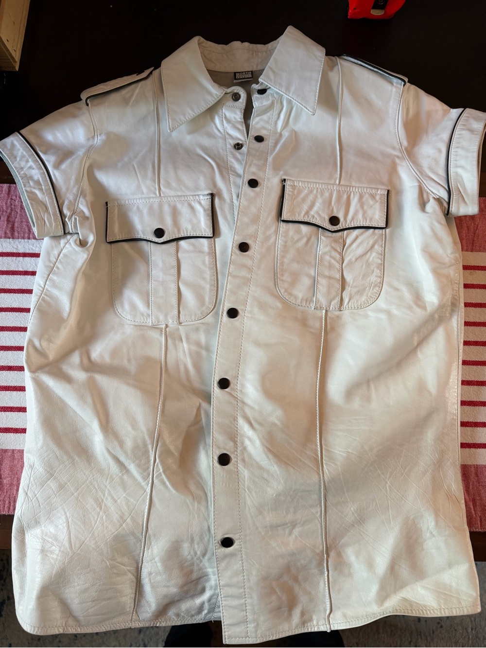 Northbound Leather Men's White Short-Sleeve Snap Leather Shirt